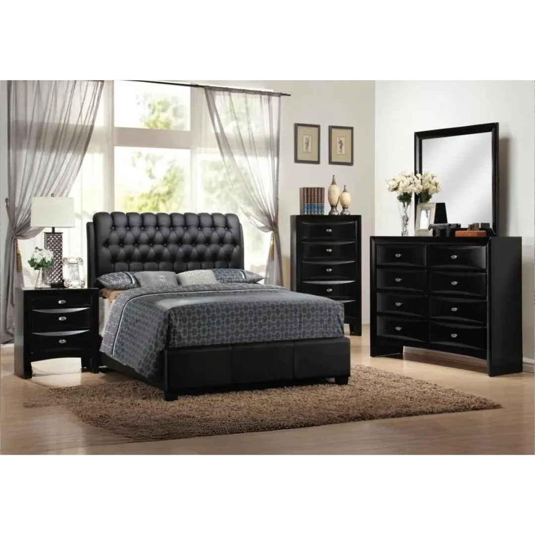 Black Finish Contemporary Style Bedroom Set King Bed