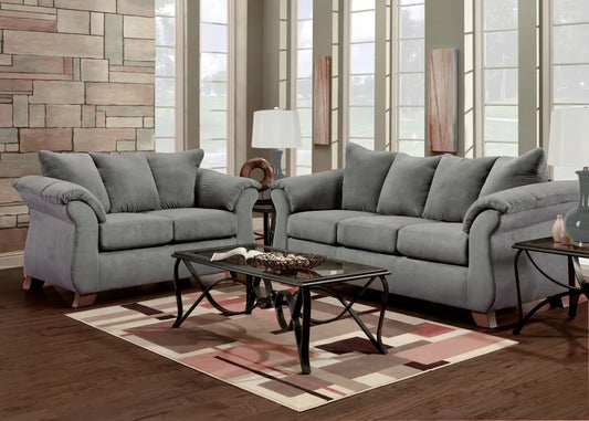 Slate Grey Modern Style Living Room Loveseat