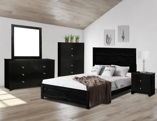 Modern Midnight Black Bedroom Set Queen Bed