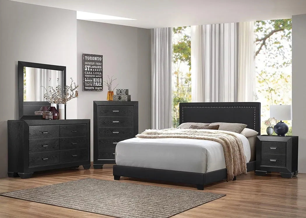 Black Wood Grain Contemporary Style Bedroom Mirror