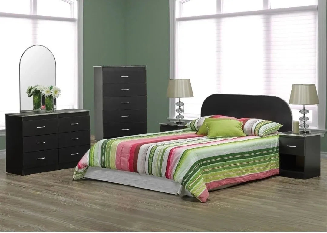 Black Contemporary Style Bedroom Set Queen/Full Panel Headboard