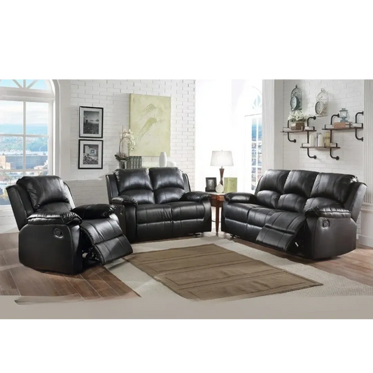 Black Pu Fabric Contemporary Recliner