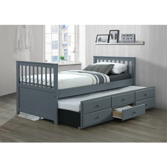 Grey Twin Size Captains Bed