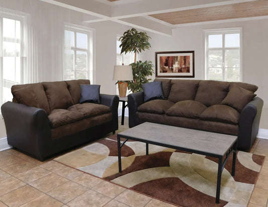 Wood Brown Contemporary Style Two-tone Loveseat