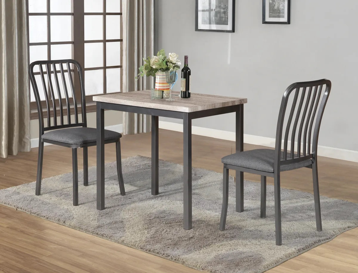 Quaint Weathered Grey Dinette Dining Table and Two Chairs