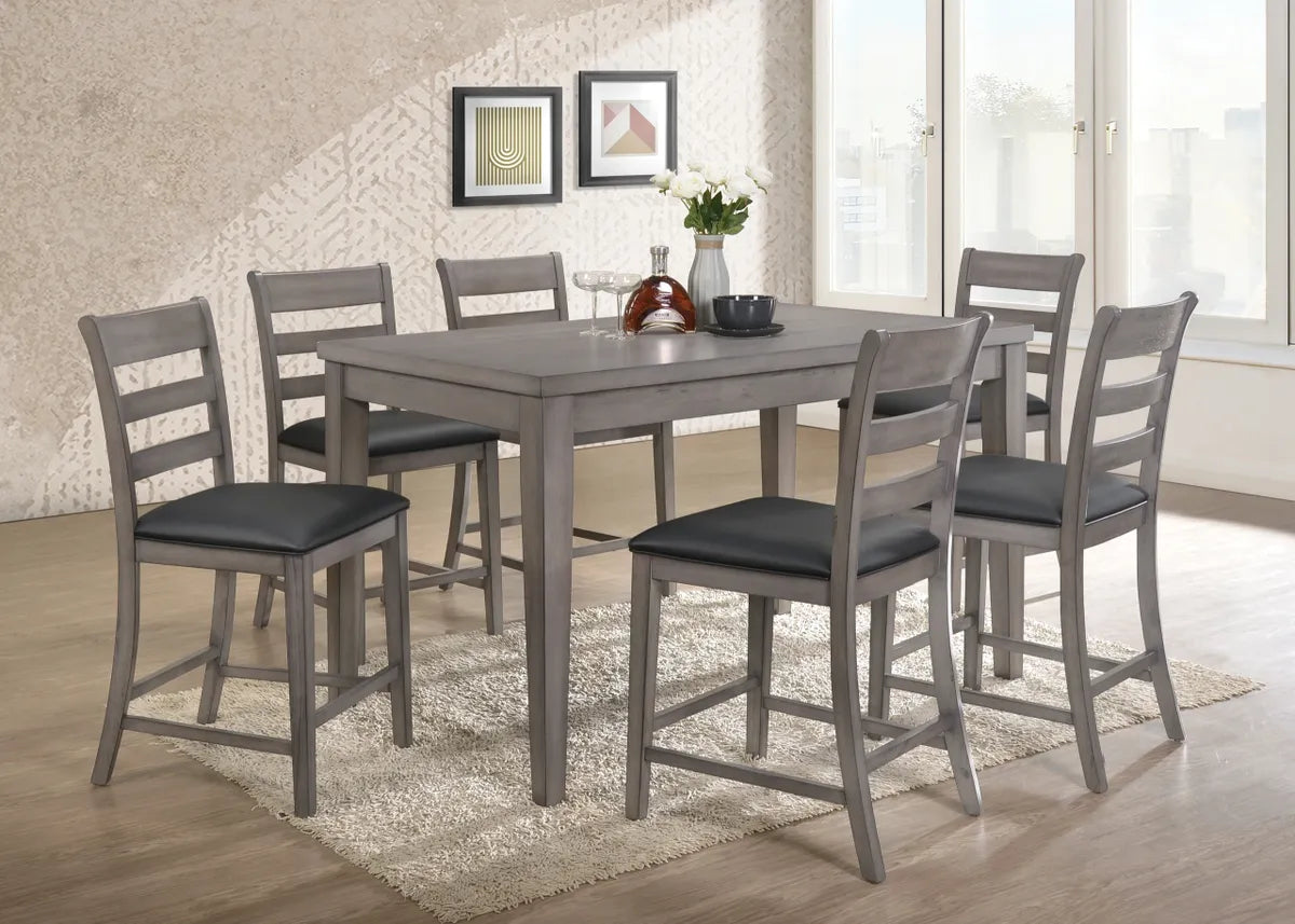 Fossil Grey Pub Style Dining Set with Dark Grey Highlights