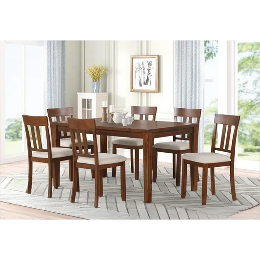 Medium Brown Contemporary Dining Set Table and 6 x Side Chairs