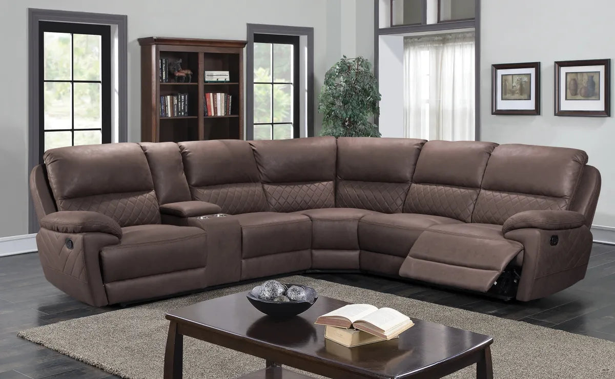 Coffee Brown Contemporary Three-Piece Sectional